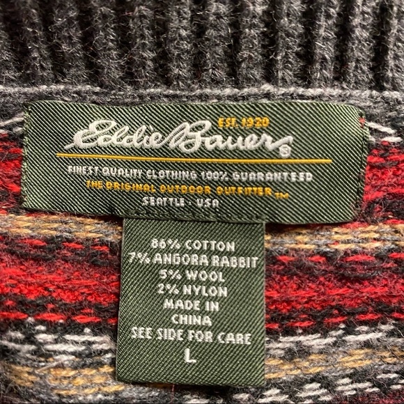 Eddie Bauer Women’s Large Gray and Red Cowl Neck Cardigan Sweater - Picture 3 of 6